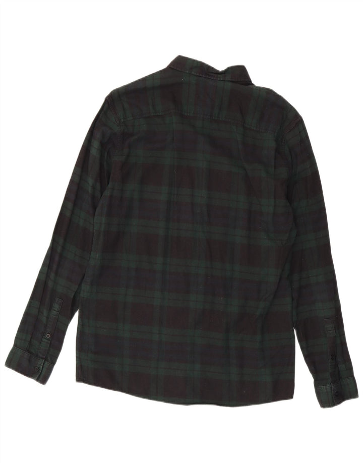 Camisa masculina de flanela Cos pequena de algodão xadrez verde