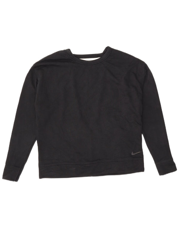 Nike Womens Dri Fit Oversized Moletom Jumper Reino Unido 10 Pequeno Algodão Preto