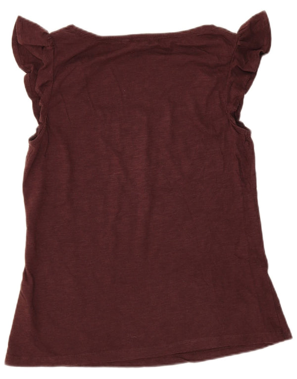 Blusa feminina Fat Face Top Reino Unido 10 algodão pequeno Borgonha