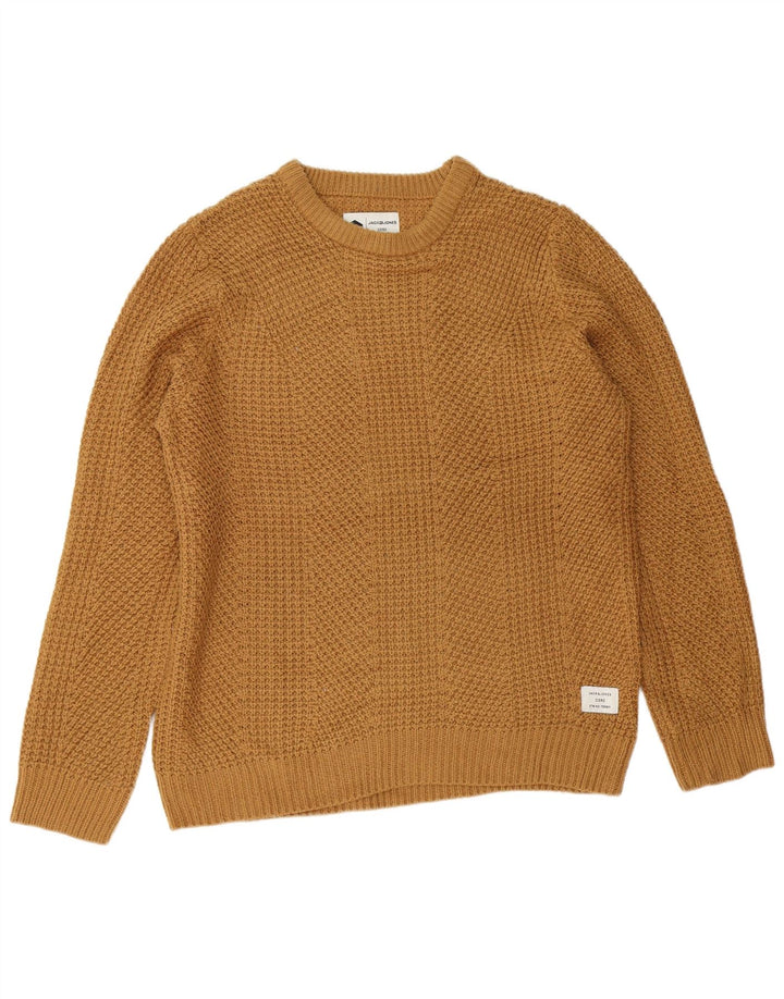 JACK & JONES Suéter masculino com gola redonda, grande algodão marrom