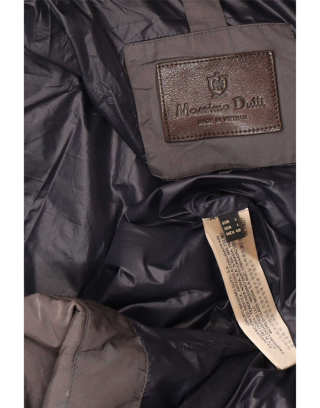 Casaco acolchoado com capuz feminino Massimo Dutti UK 40 poliéster cinza grande