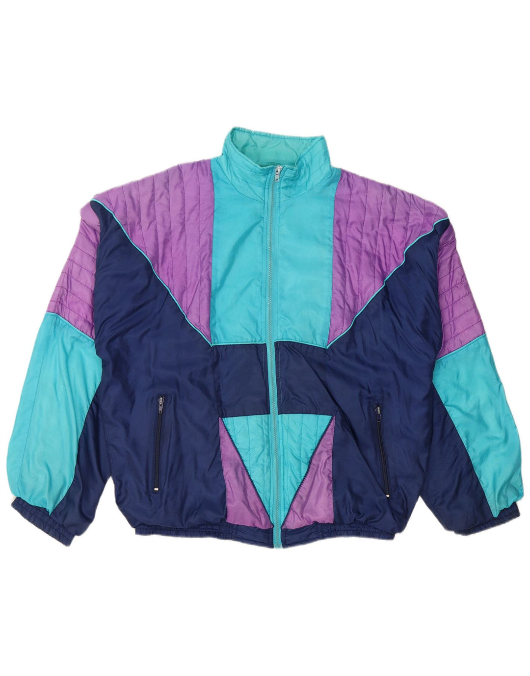 Jaqueta masculina VINTAGE com agasalho gráfico médio colorido bloco colorido