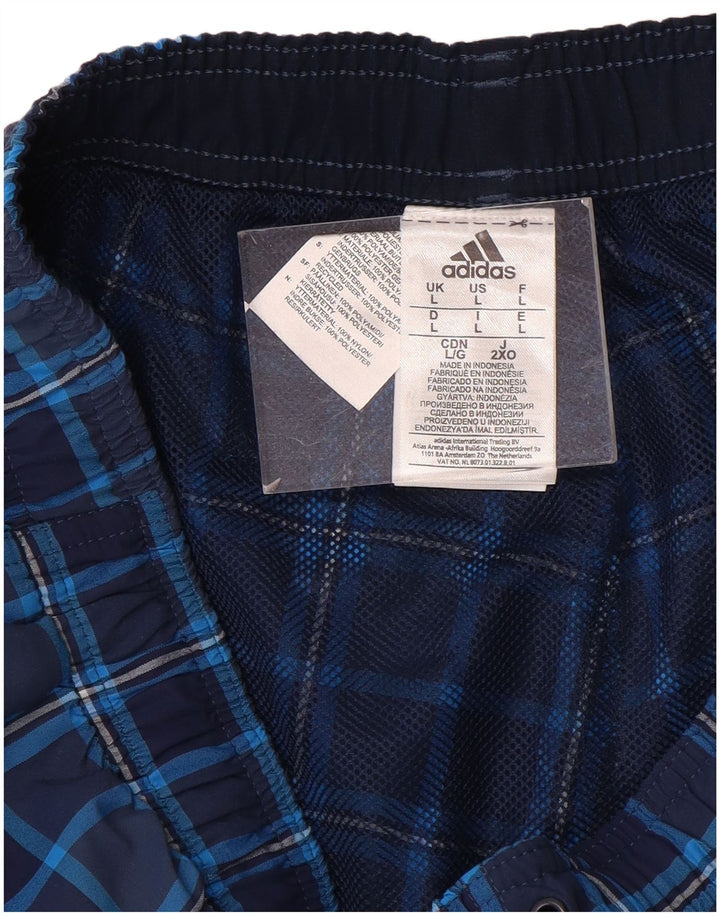 Adidas Mens Sport Shorts Grande Azul Marinho Xadrez Nylon