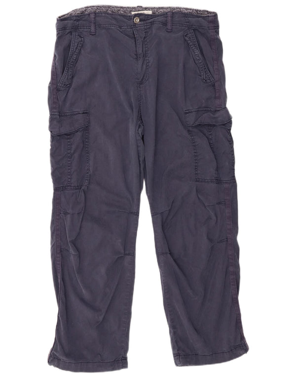 Marks & Spencer Womens Straight Cargo Trousers UK 18 XL W38 L27 Navy Blue