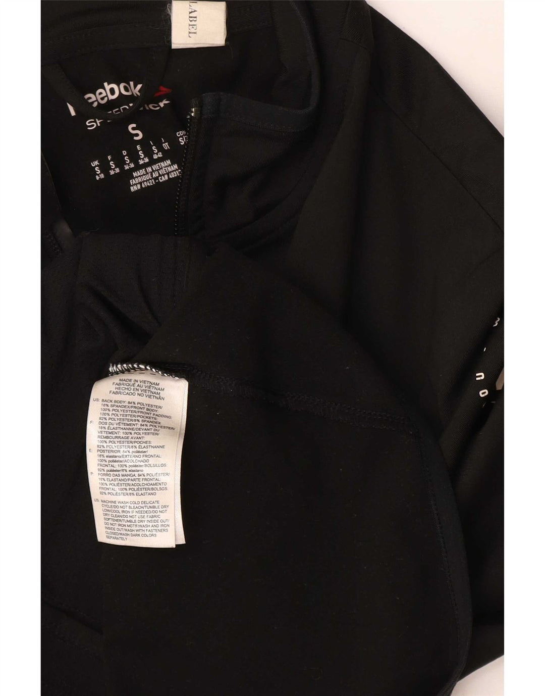 Reebok Womens Graphic Tracksuit Top Jacket UK 8/10 Pequeno Poliéster Preto