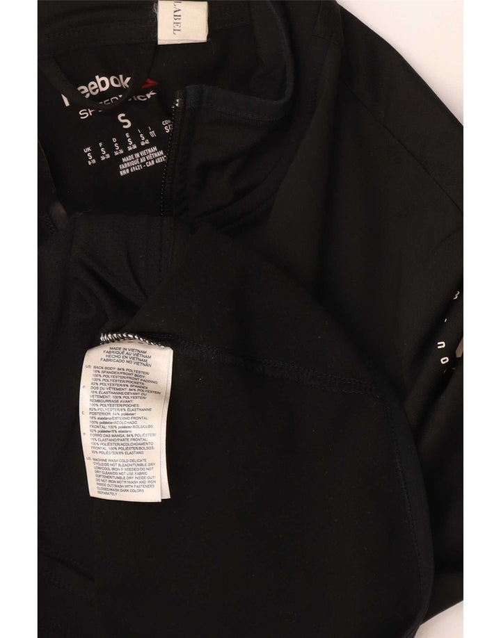 Reebok Womens Graphic Tracksuit Top Jacket UK 8/10 Pequeno Poliéster Preto