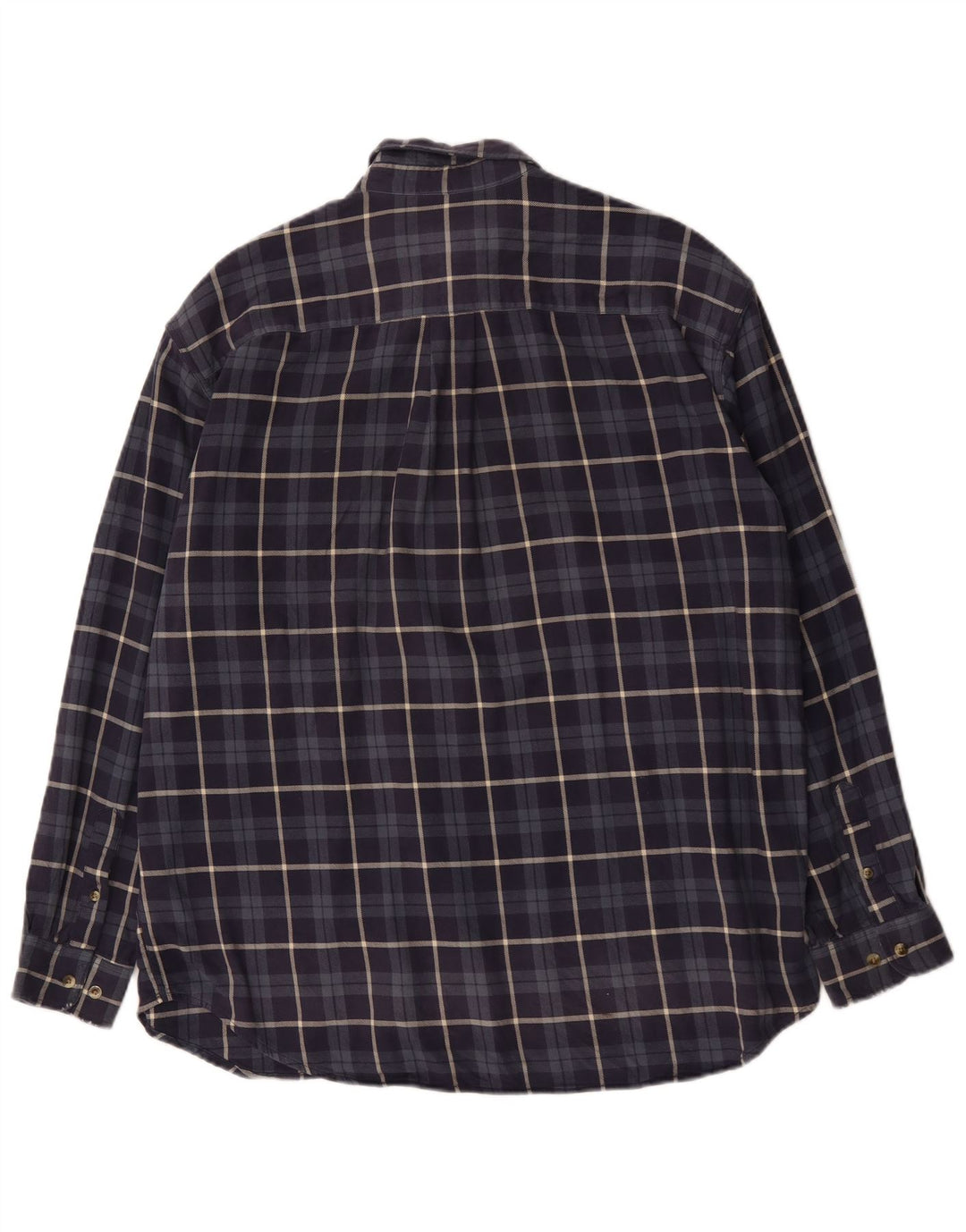 Camisa masculina de flanela Eddie Bauer grande algodão xadrez azul marinho