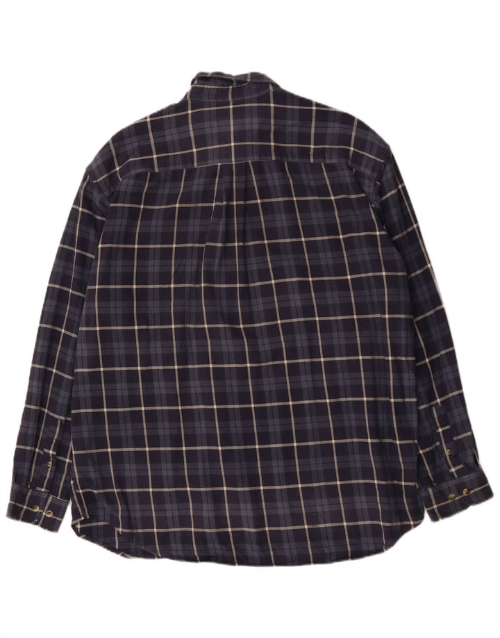 Camisa masculina de flanela Eddie Bauer grande algodão xadrez azul marinho