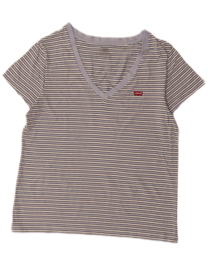 Camiseta feminina Levi's UK 12 listrada azul média