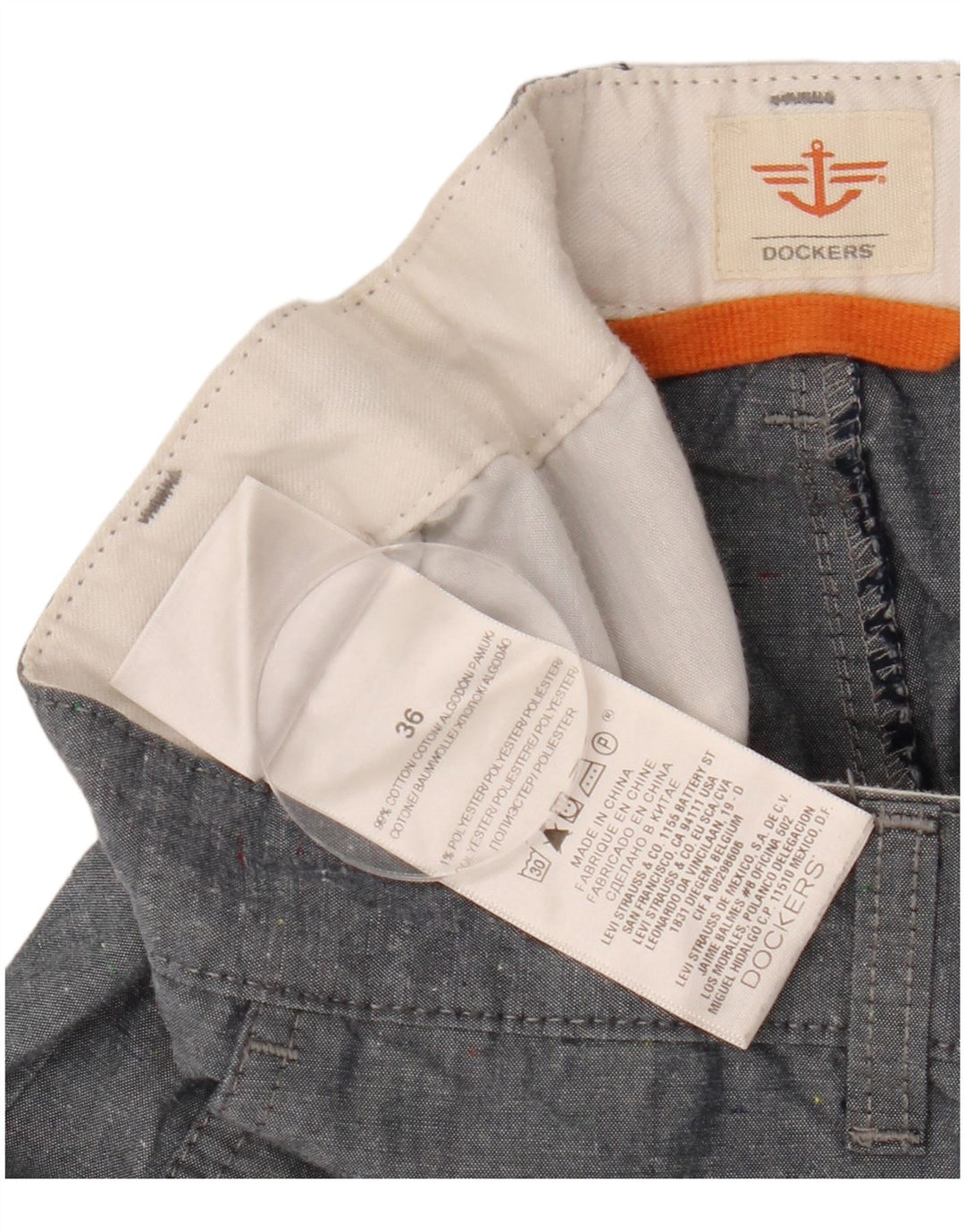 Shorts cargo masculino DOCKERS W36 grande algodão azul marinho