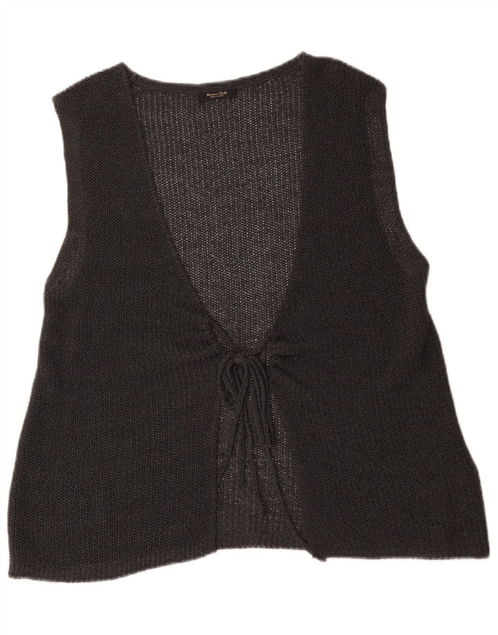 Suéter cardigã feminino sem mangas Massimo Dutti Reino Unido 14 cinza médio