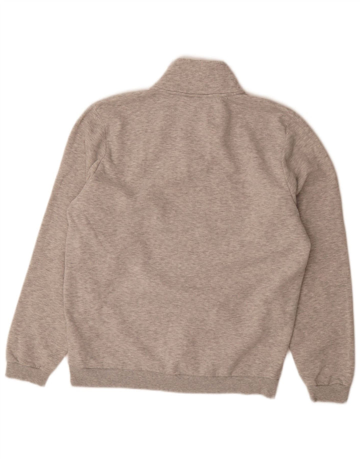 Moletom masculino Fila com zíper e gola alta, moletom cinza médio manchado de algodão