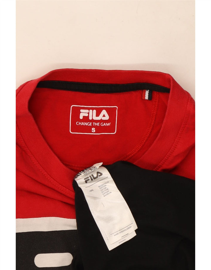 Fila Mens Graphic T-Shirt Top Pequeno Multicolorido Colorblock Algodão