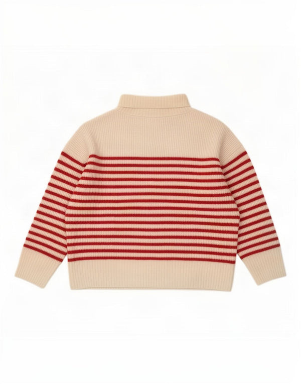 Suéter feminino Zara com gola redonda e listrado branco grande UK 16