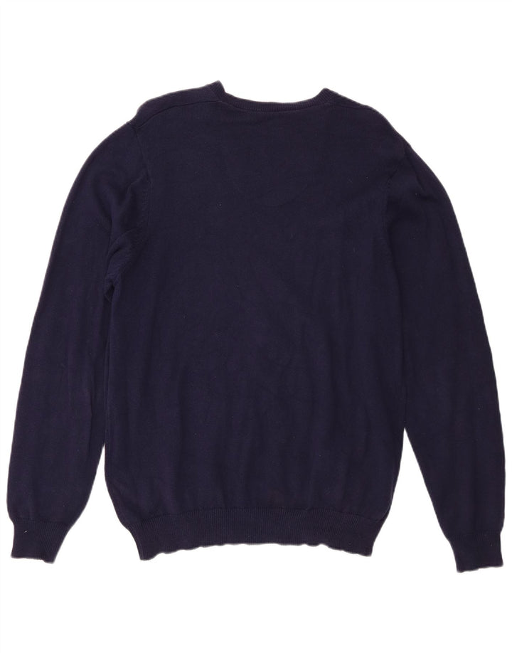 Suéter masculino Marks & Spencer regular fit com decote em V azul marinho médio
