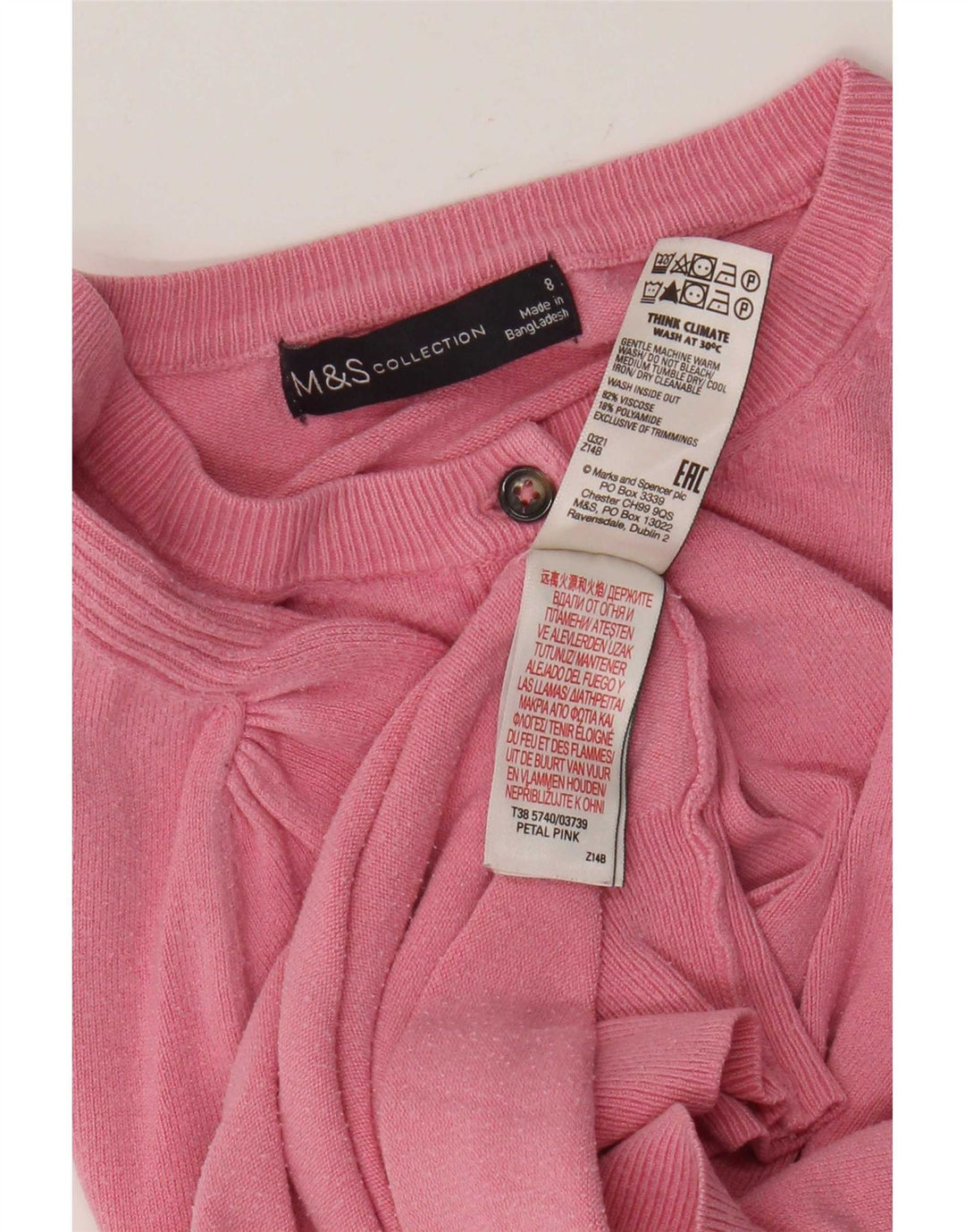 Suéter cardigã feminino Marks & Spencer UK 8 pequeno viscose rosa