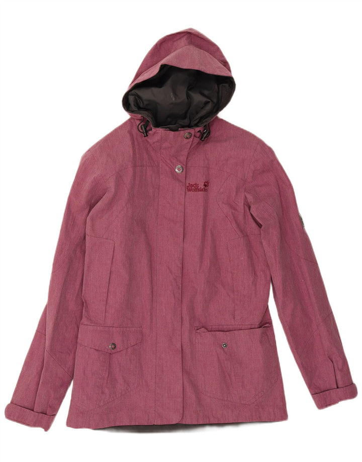 Jaqueta corta-vento feminina com capuz Jack Wolfskin Reino Unido 10 poliéster rosa pequeno