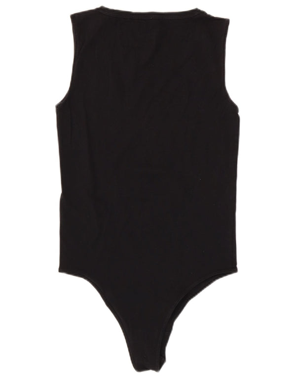 Calvin Klein Jeans feminino gráfico sem mangas bodysuit UK 12 médio preto