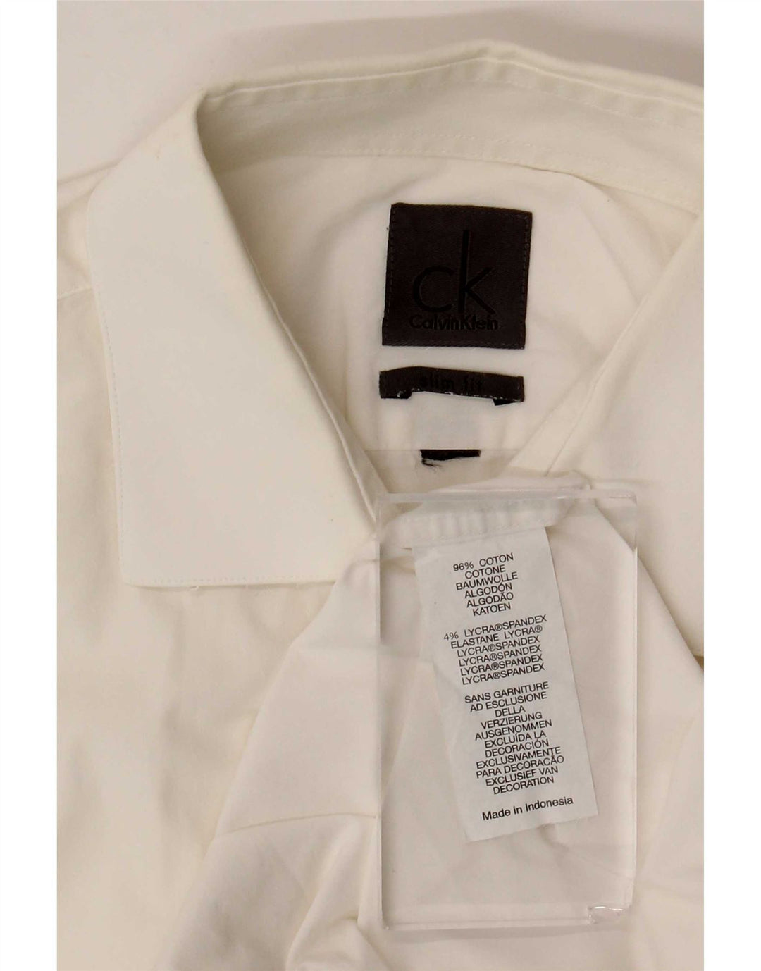 Camisa masculina de manga curta Calvin Klein de algodão branco médio