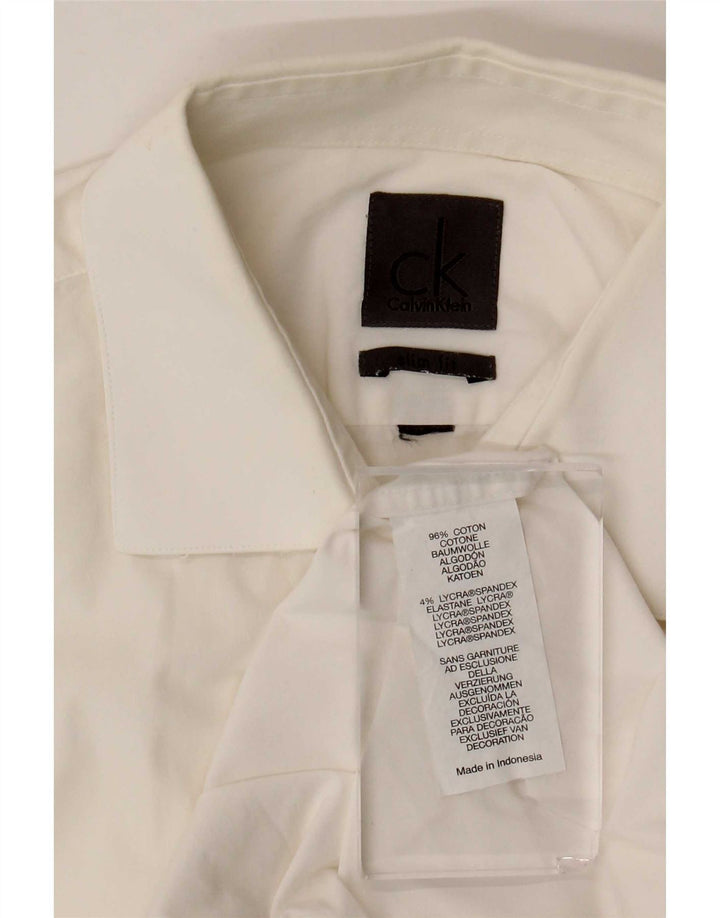 Camisa masculina de manga curta Calvin Klein de algodão branco médio