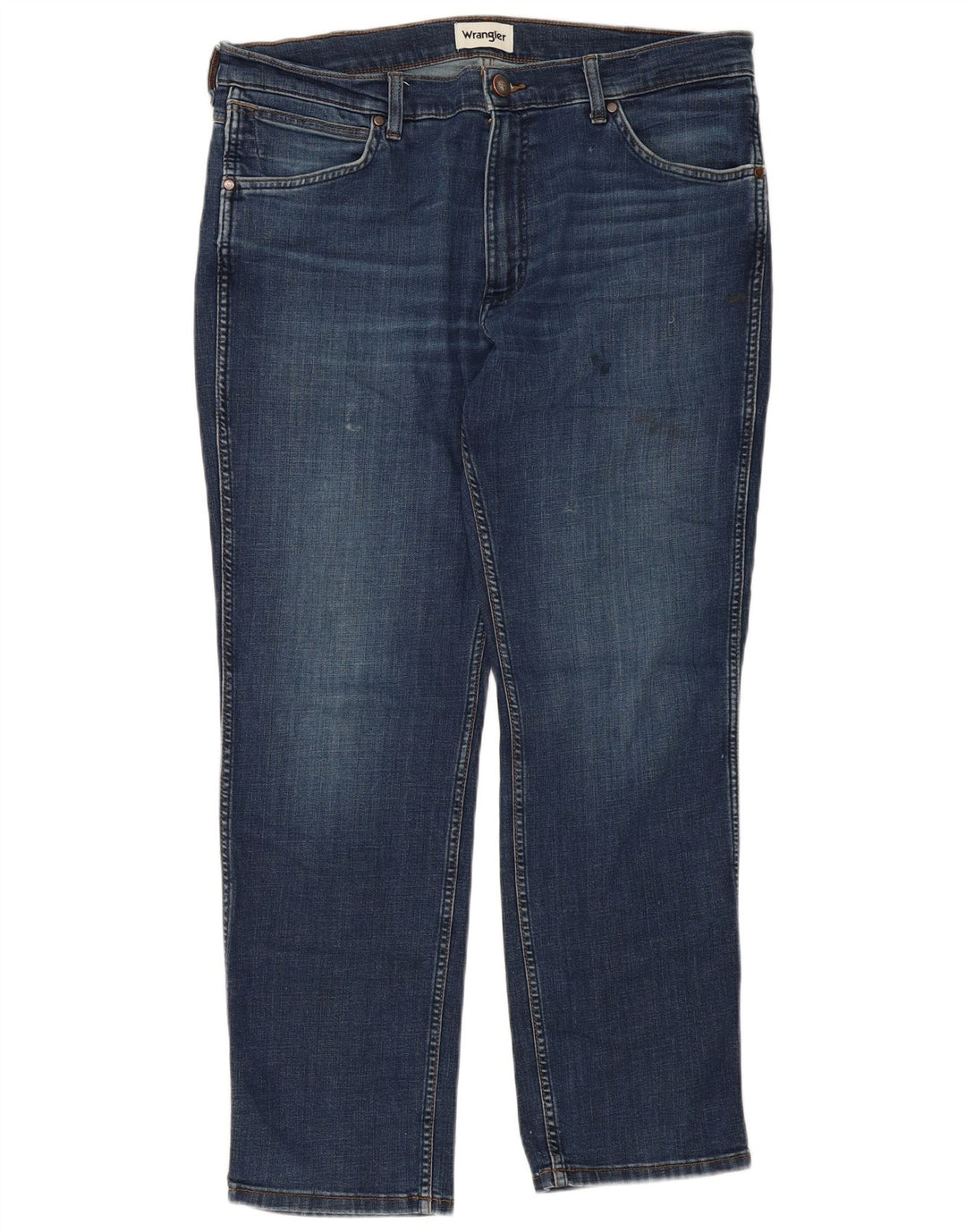 WRANGLER Masculino Greensboro Straight Jeans W36 L30 Azul Algodão