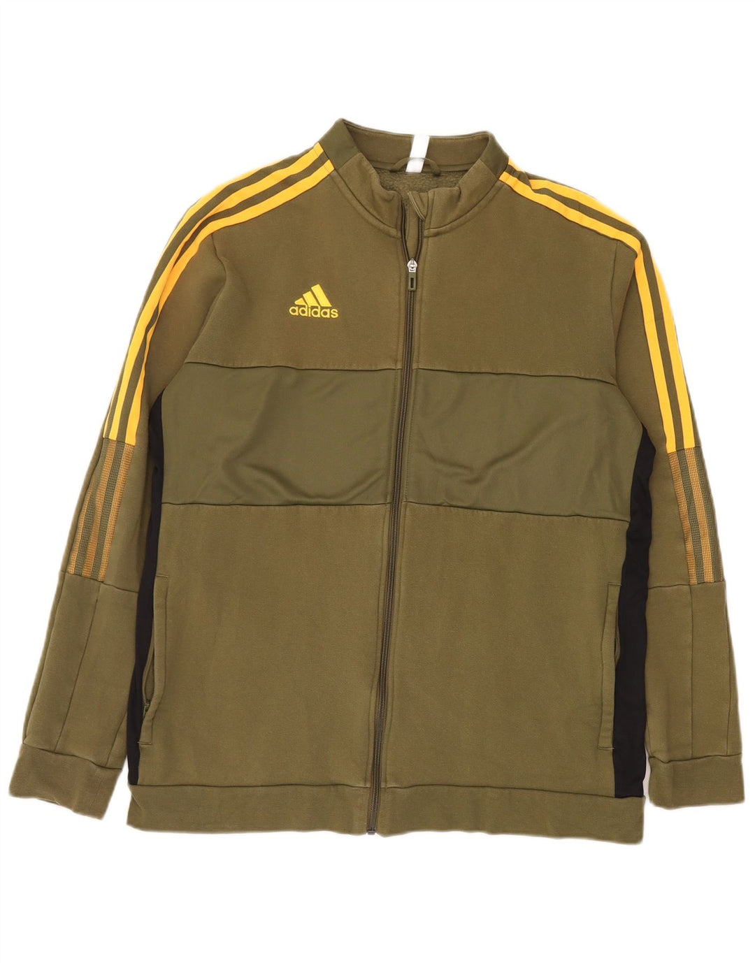 ADIDAS Mens Tracksuit Top Jacket XL Khaki Colourblock Algodão