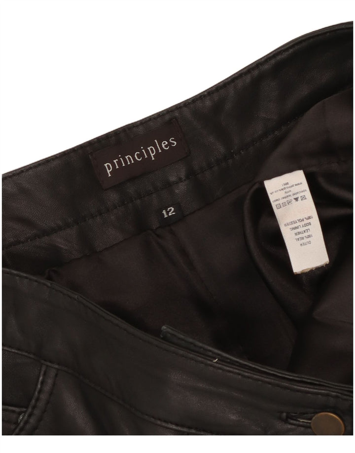 PRINCIPLES Calça feminina slim UK 12 médio W34 L30 couro preto