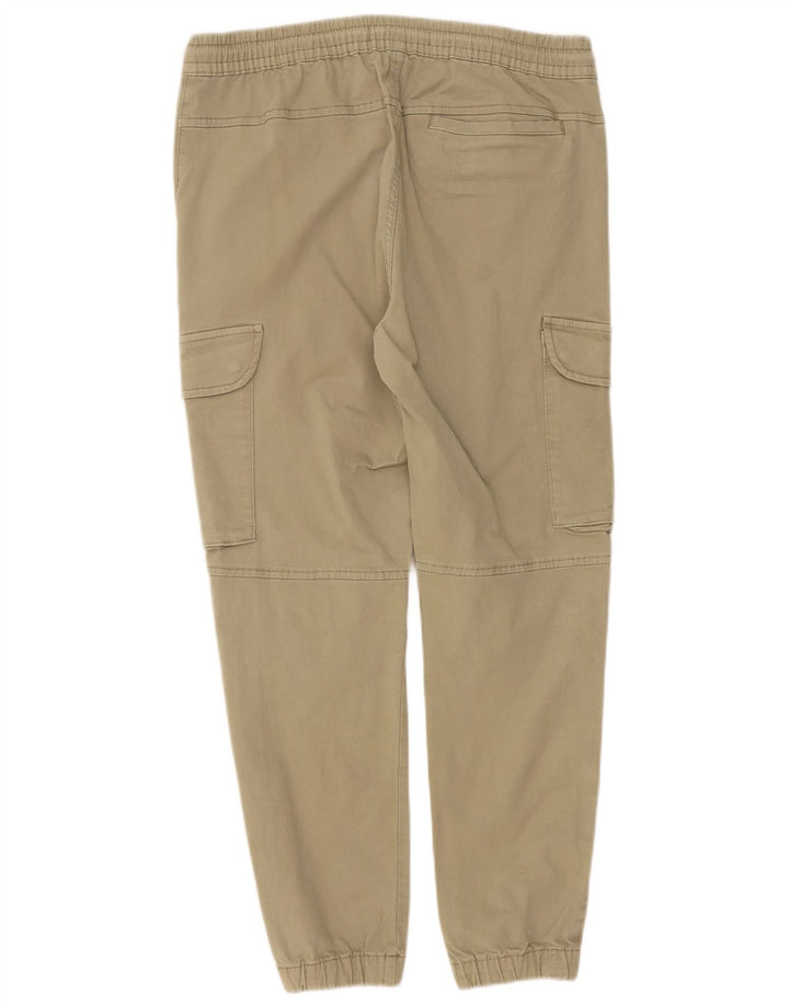 Zara Mens Joggers Cargo Calças Médio W31 L27 Algodão Cáqui