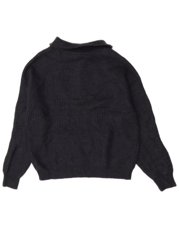 Suéter feminino Marks & Spencer com gola e zíper Reino Unido 14 médio azul marinho