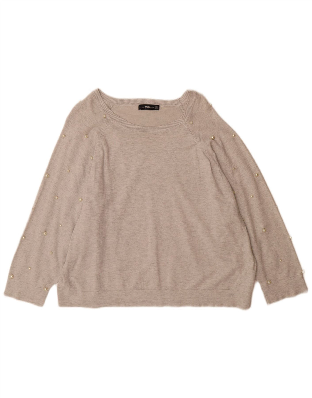 Zara Suéter feminino oversized com gola canoa Reino Unido 14 Viscose cinza médio