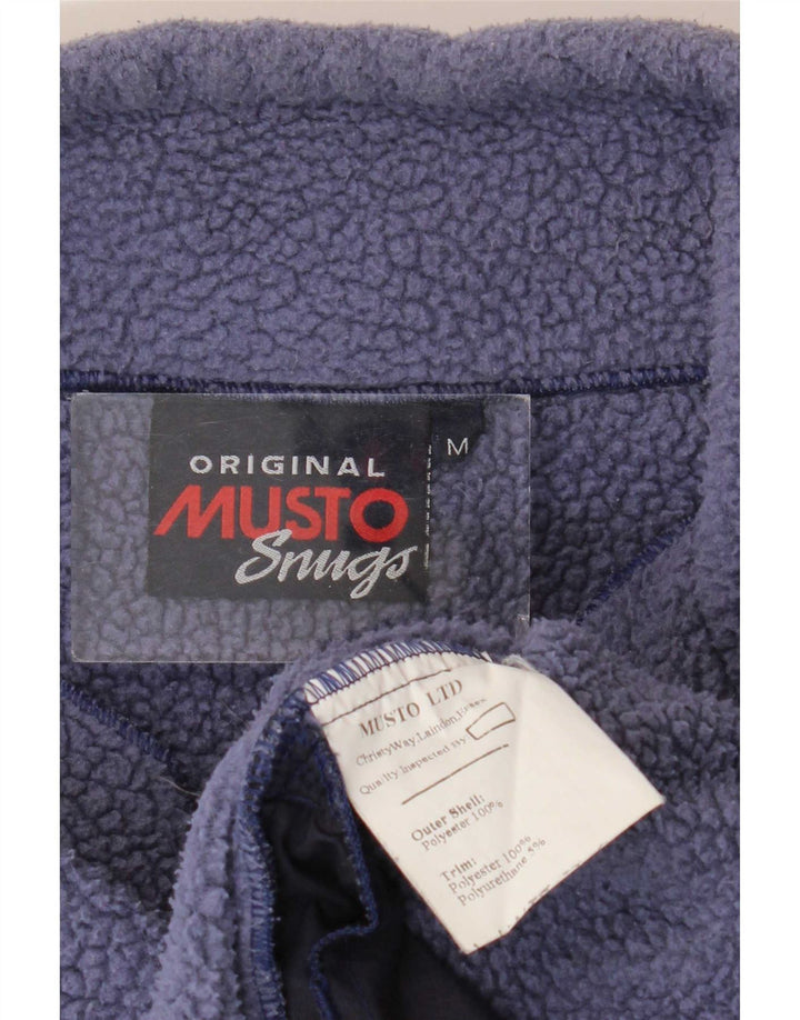 Musto Suéter masculino de lã com zíper e gola média azul marinho poliéster colorblock