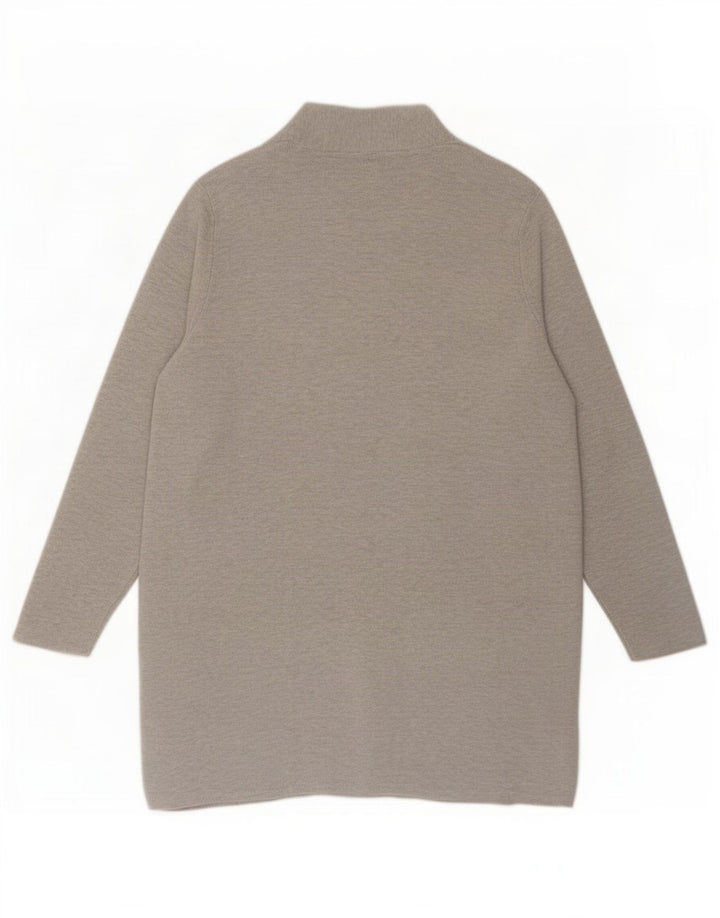 Suéter cardigã aberto feminino John Lewis Longline Reino Unido 16 grande poliéster cinza