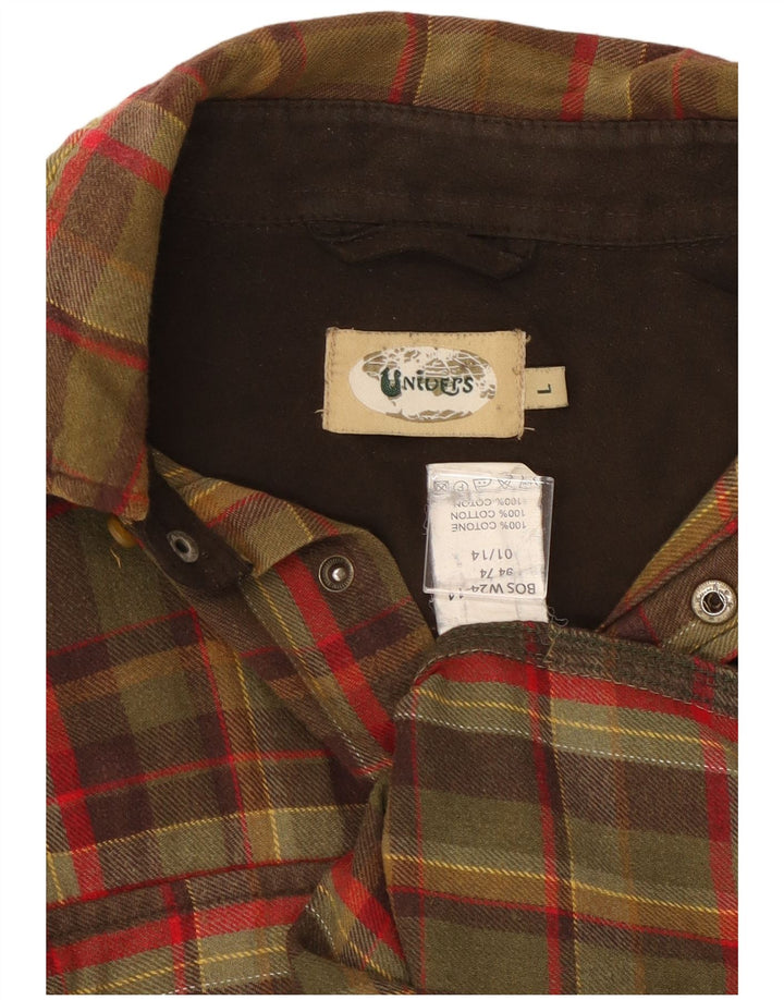 Camisa masculina de flanela Univers grande algodão xadrez cáqui