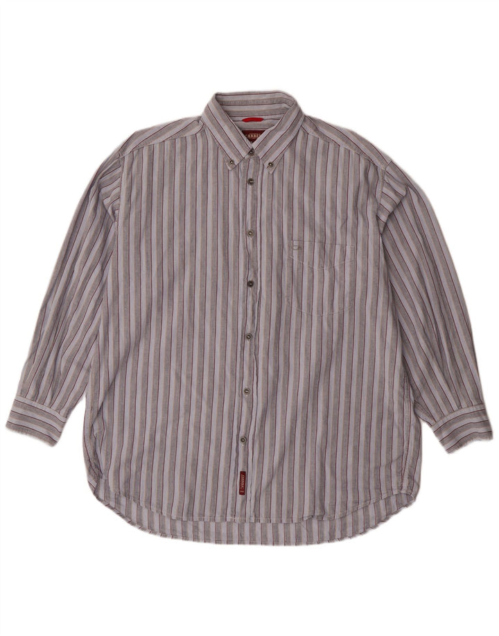 Camisa masculina Carrera XL listrada azul algodão
