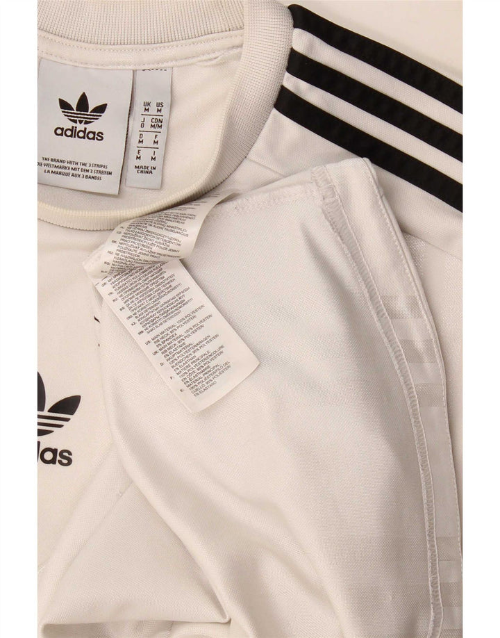 Adidas Mens Camiseta Top Médio Poliéster Branco