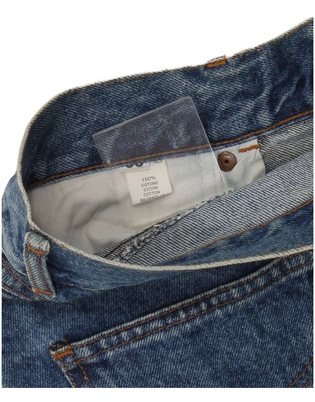 Saia jeans feminina VINTAGE W30 coração de algodão azul médio
