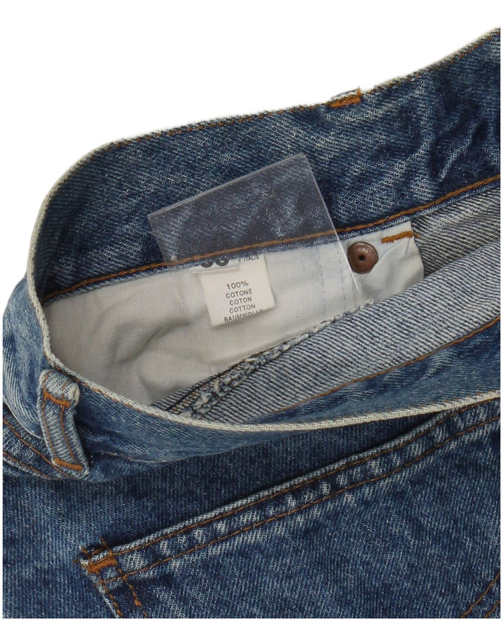 Saia jeans feminina VINTAGE W30 coração de algodão azul médio