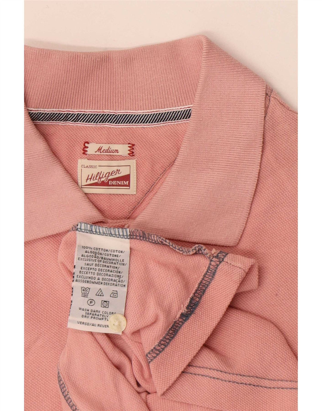 Camisa polo masculina Tommy Hilfiger médio algodão rosa