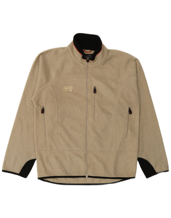 Fila Mens Fleece Jacket UK 40 Grande Poliéster Colourblock Bege