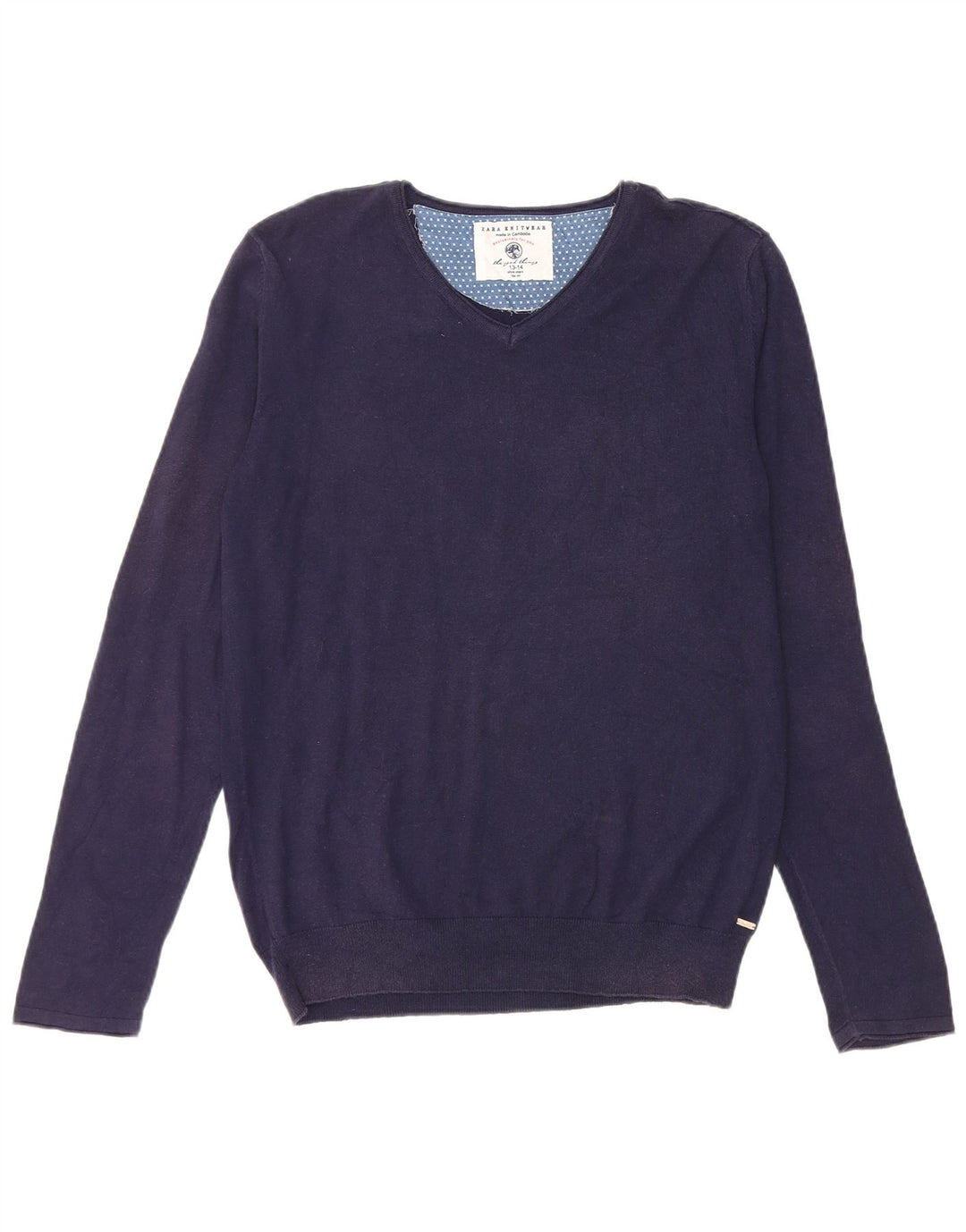 Suéter Zara Boys com decote em V 13-14 anos azul marinho