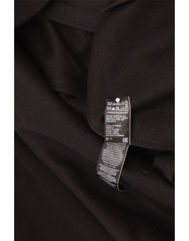 Sobretudo feminino Marks & Spencer com capuz frontal e gravata UK 18 XL poliéster preto