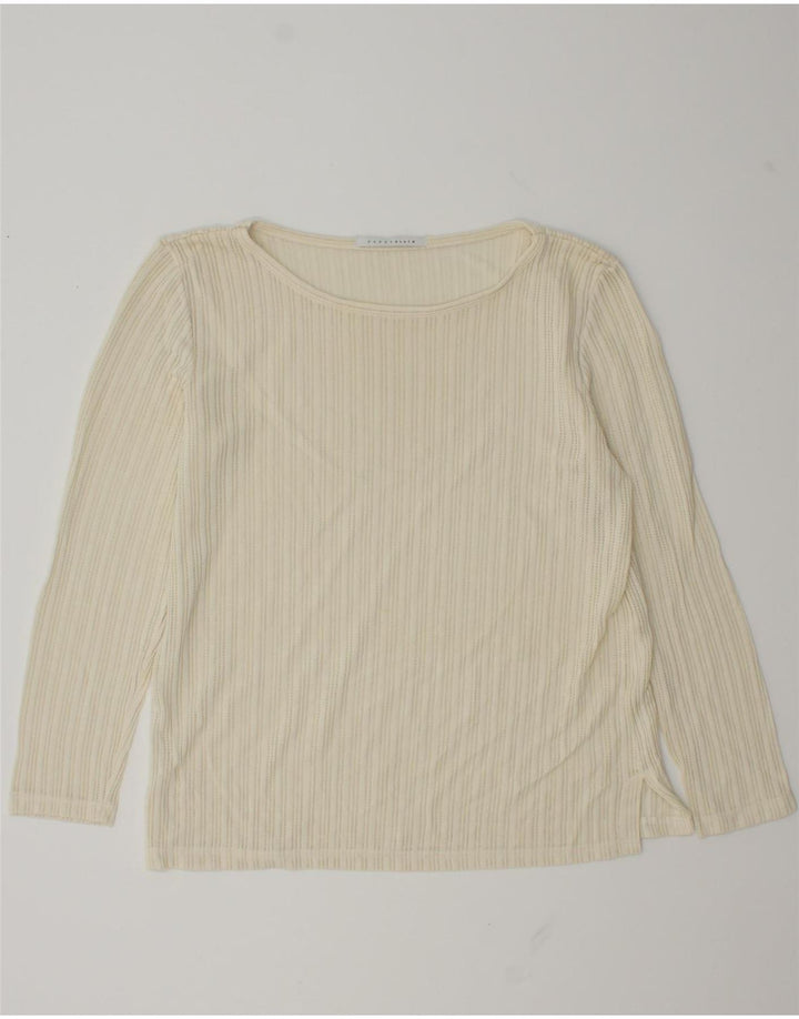 Top feminino Penny Black manga comprida UK 14 médio off white viscose