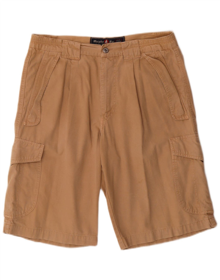 Murphy & Nye Mens Cargo Shorts W34 Large Beige Cotton
