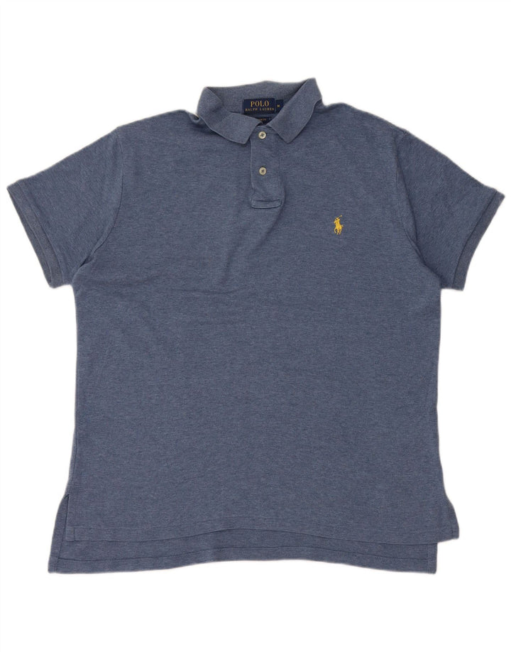 POLO RALPH LAUREN Camisa polo masculina de ajuste personalizado de algodão azul médio