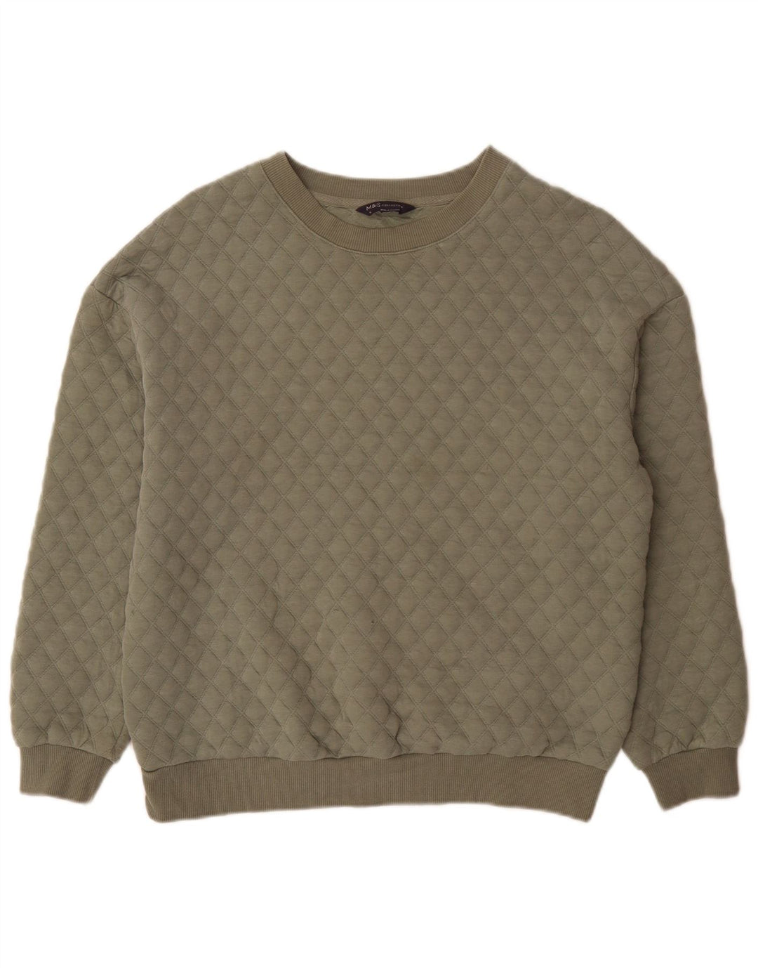 Suéter de moletom feminino grande Marks & Spencer Reino Unido 12 médio cáqui