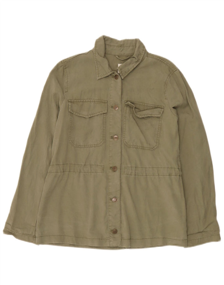 Camisa utilitária feminina Gap UK 14 Medium Khaki Tencel