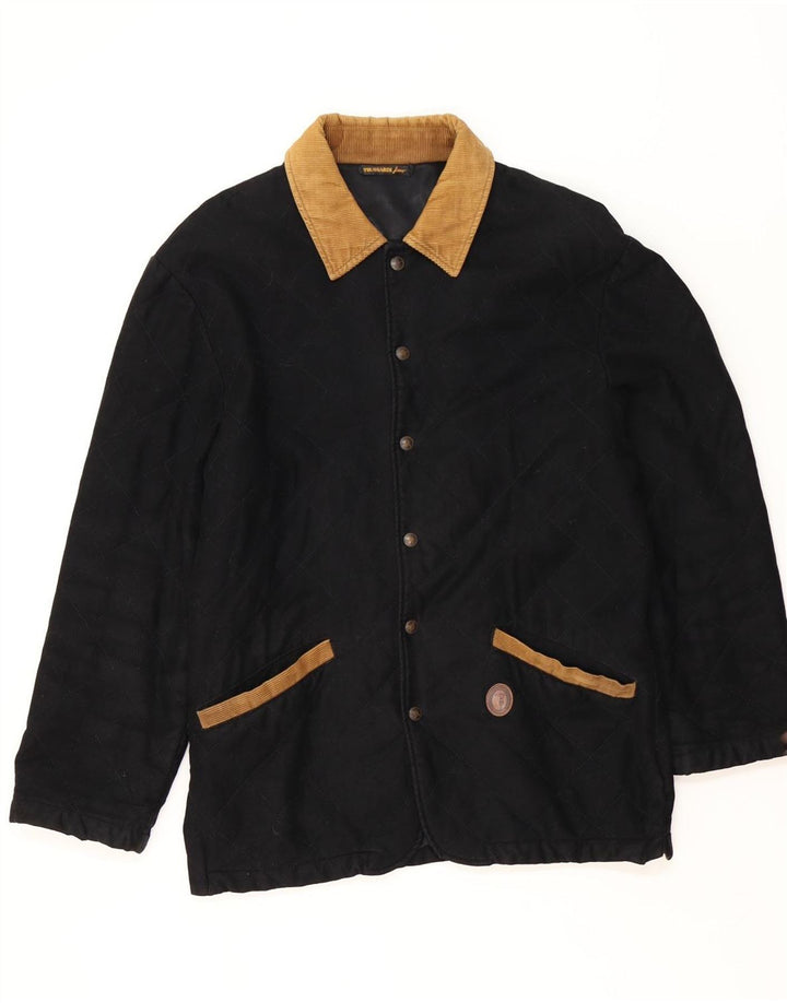 Jaqueta acolchoada masculina Trussardi UK 38 viscose preta média