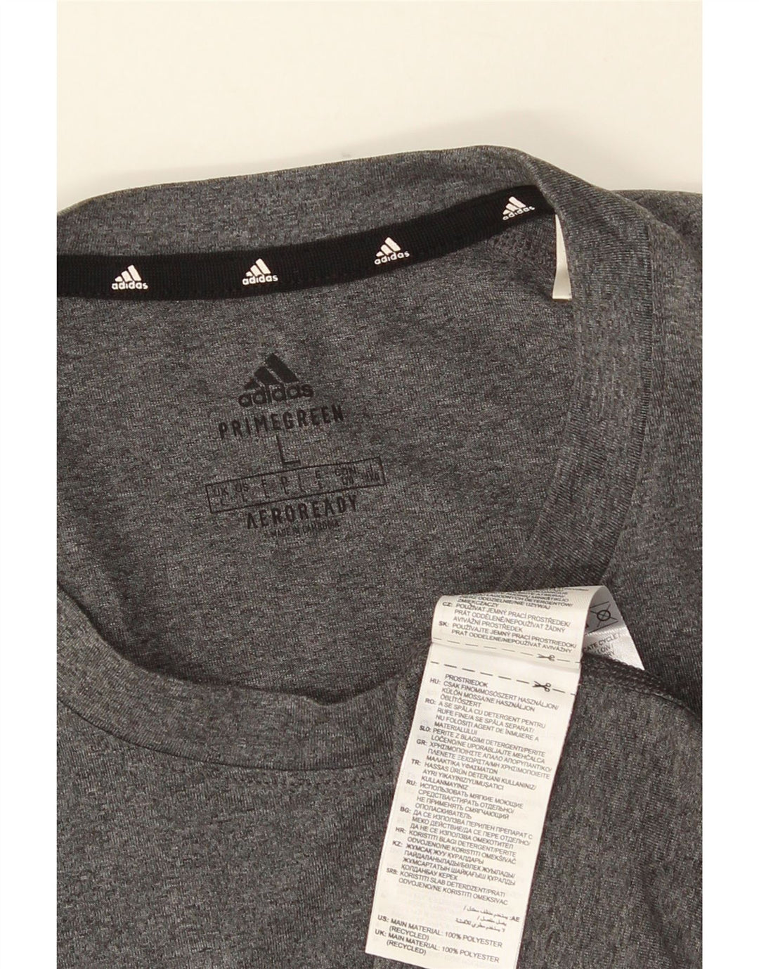 Camiseta masculina ADIDAS Aeroready grande poliéster cinza