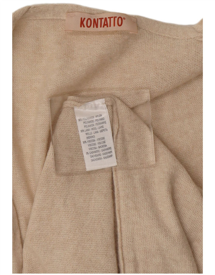 Suéter cardigã feminino longline KONTATTO Reino Unido 14 poliamida bege médio