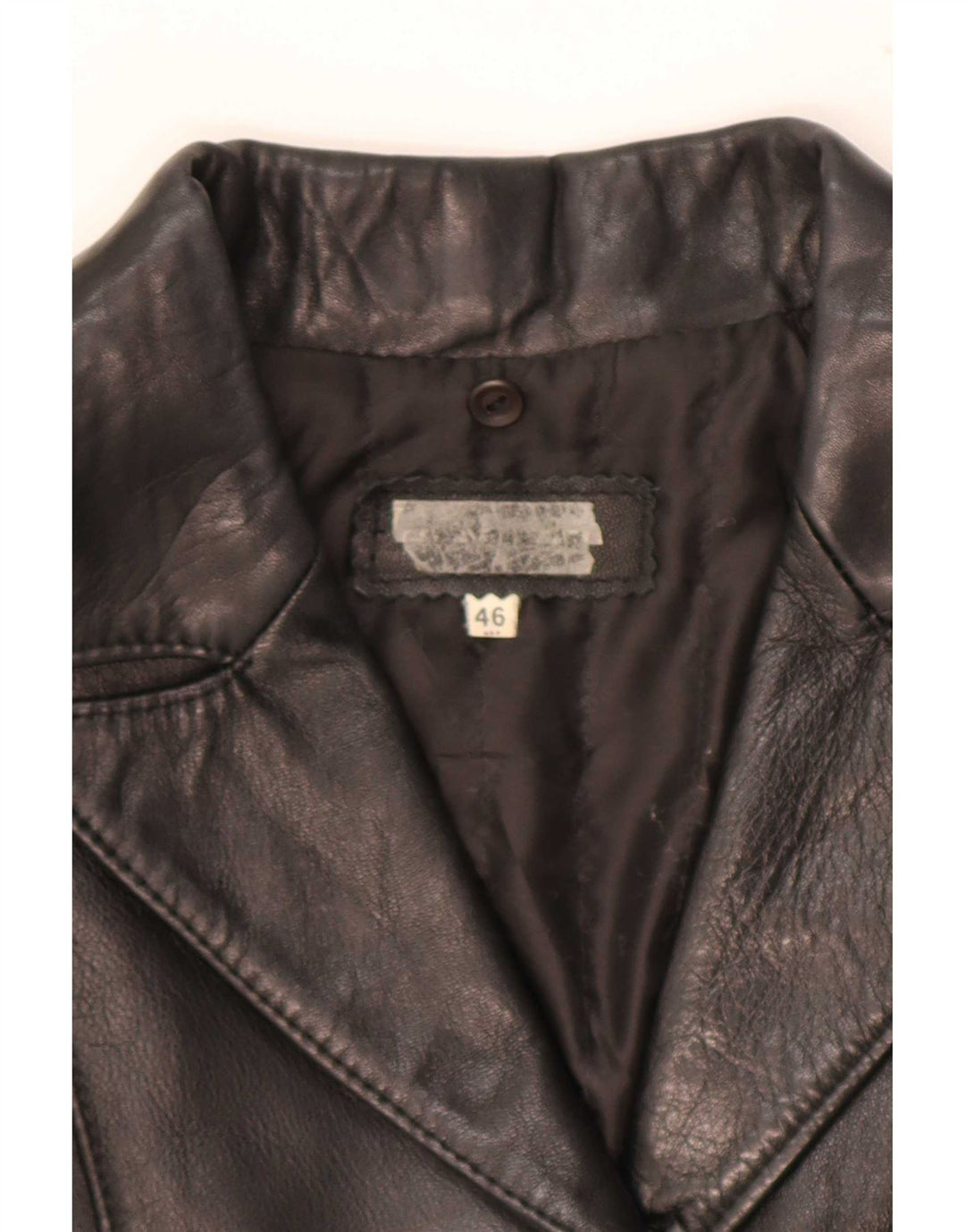 Jaqueta de couro feminina vintage IT 46 grande preta